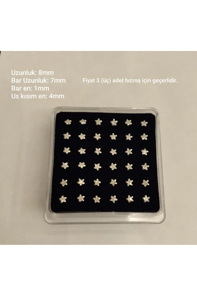 925 Ayar Gümüş Zirkon Taşlı Yıldız Model Gümüş 3 adet Ekonomik Hızma (4mm) ürün görseli 1