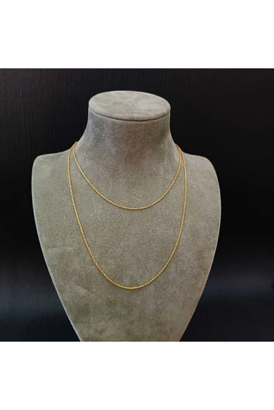 925 Ayar Gümüş Kolye zinciri - Gold (Altın) Renk -44cm - Resim 3