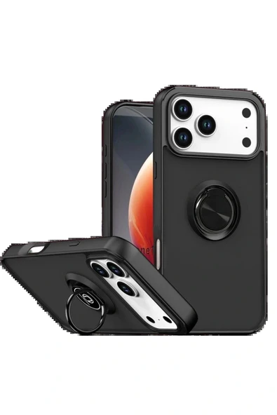 LitaeTrend Apple iPhone 17 Pro Montreal Yüzüklü Silikon Kapak - Siyah ürün görseli 1