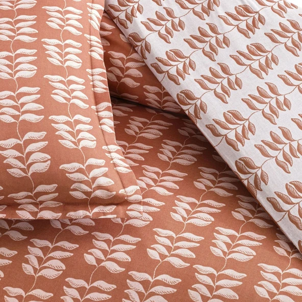 Taç Ranforce Seç-Ser Serisi Tek Kişilik Nevresim Takımı Lorien Turuncu - Resim 5