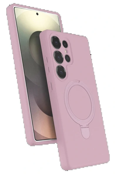 LitaeTrend Samsung Galaxy S24 Ultra Regal Magsafe Standlı Kapak - Açık Pembe ürün görseli 1