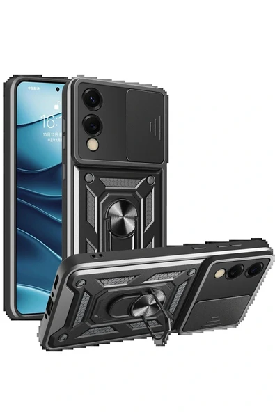 LitaeTrend Samsung Galaxy S25 Edge Pars Lens Yüzüklü Silikon - Siyah ürün görseli 1