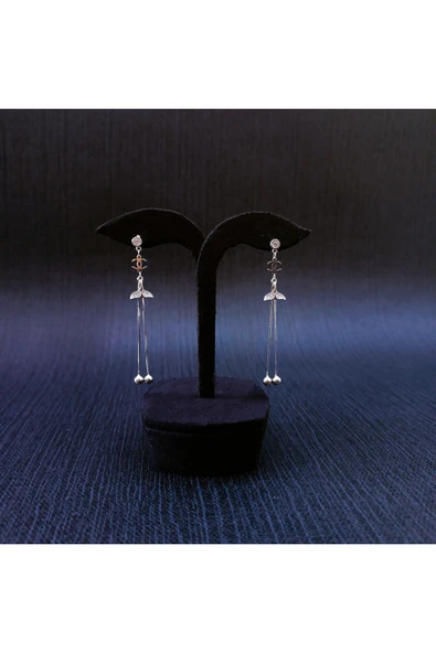 925 Ayar Sallanır Tasarımlı Balık Kuyruğu Model Kadın Gümüş Küpe -Sade ve Şık - Resim 2