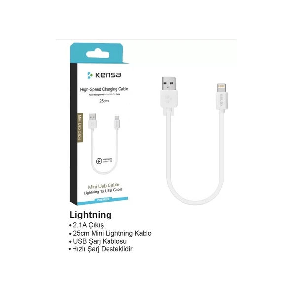 Lightning C-200 2.1A 25CM Şarj Kablosu ürün görseli