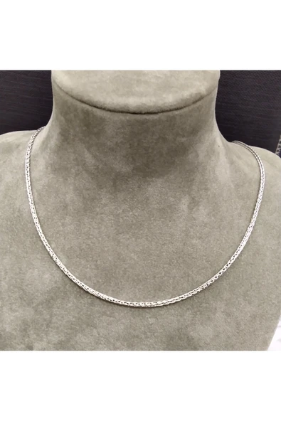 925 Ayar Gümüş Erkek Kolyesi-Şık Tasarım-60cm/2mm - Resim 2