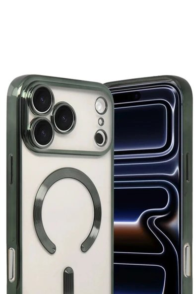 LitaeTrend Apple iPhone 17 Pro Max Kross Magneticsafe Kapak - Koyu Yeşil - Resim 2