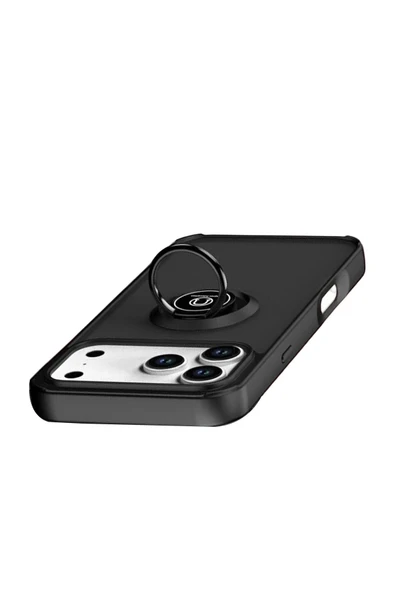 LitaeTrend Apple iPhone 17 Pro Montreal Yüzüklü Silikon Kapak - Siyah - Resim 4