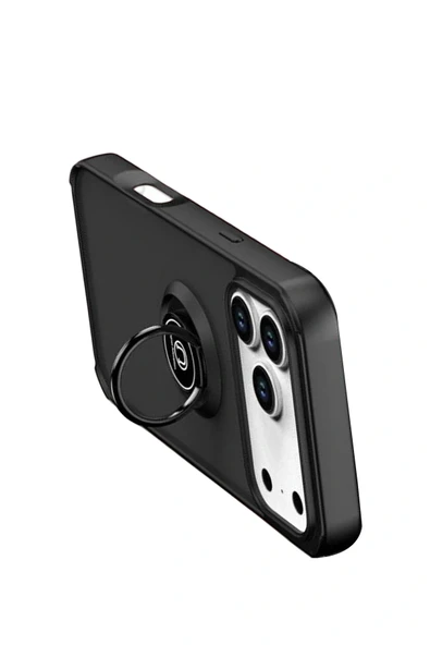 LitaeTrend Apple iPhone 17 Pro Montreal Yüzüklü Silikon Kapak - Siyah - Resim 3