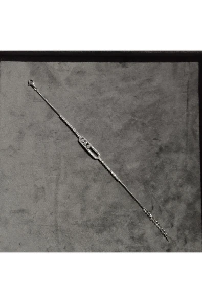 925 Ayar Gümüş Hareketli Zirkon Taş Detaylı Model Kadın Bileklik-Şık Tasarım - Resim 2