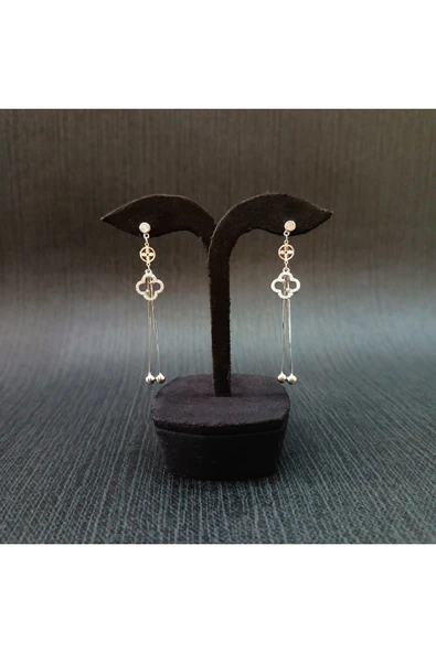 925 Ayar Sallantılı Tasarımlı Kadın Gümüş Küpe -Sade ve Şık - Resim 2