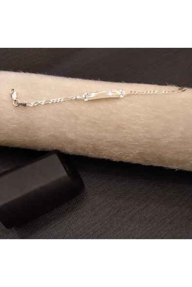 925 Ayar Gümüş Sade ve Düz Model Çocuk Bilekliği- İsim yazdırılabilir. 14 cm -3mm ürün görseli