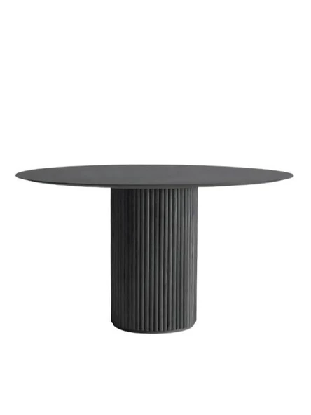 Vintage Yuvarlak Siyah Ahşap Bohem Masa 120x120 ürün görseli 1