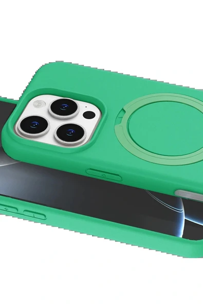 LitaeTrend Apple iPhone 16 Pro Regal Magsafe Standlı Kapak - Yeşil - Resim 4