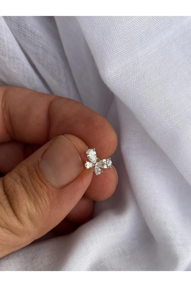 925 Ayar Gümüş Zirkon Taşlı Model Çocuk/Genç/Yetişkin Kadın Küpesi -Şık Tasarım - Resim 3