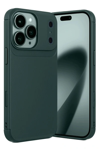 LitaeTrend Apple iPhone 17 Pro Auto Focus Karbon Kapak - Koyu Yeşil - Resim 3