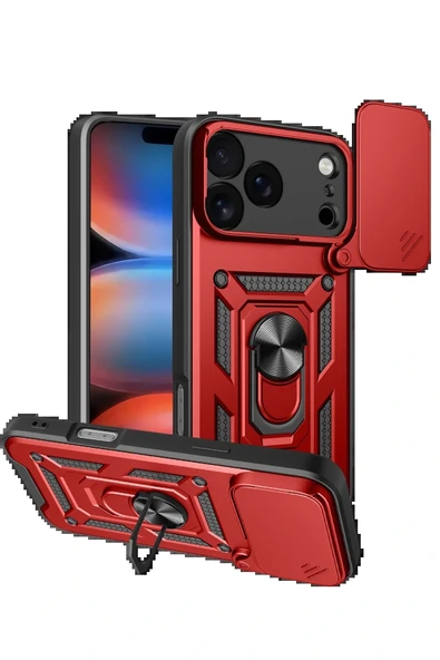 LitaeTrend Apple iPhone 17 Pro Pars Lens Yüzüklü Silikon - Kırmızı ürün görseli 1