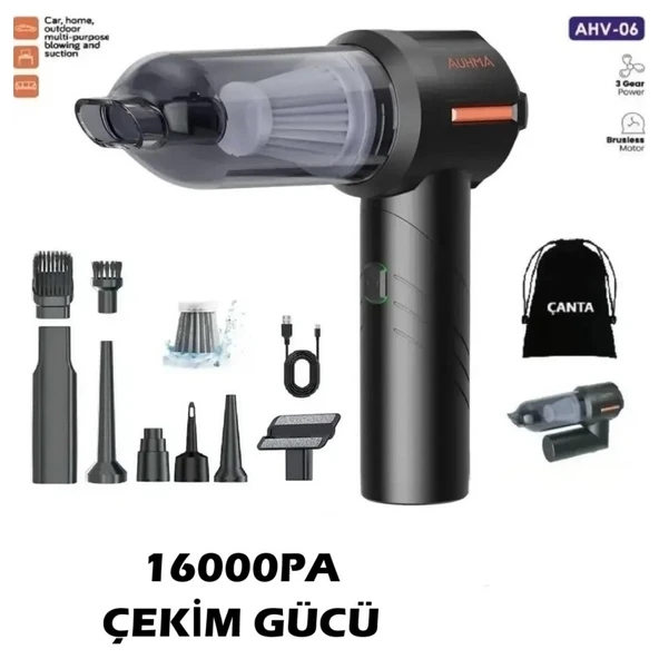Auhma Ahv-06 16.000PA Katlanabilir 3 Kademeli Kablosuz Araç Içi Süpürge Profesyonel Ultra Çekim Güçlü Mini Araç Süpürgesi ürün görseli