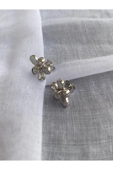 925 Ayar Gümüş Çiçek Model Çocuk/Genç/Yetişkin Kadın Küpesi -Şık Tasarım - Resim 2