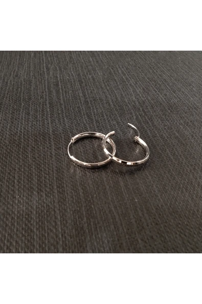 925 Ayar Gümüş Halka Model Kadın ve Genç Küpesi- (2.2cm çap) - Resim 2