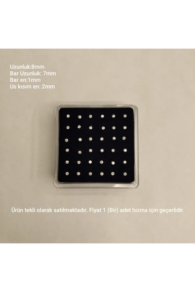 925 Ayar Gümüş Zirkon Taşlı Top Model Gümüş 1 adet Hızma (2mm) ürün görseli 1