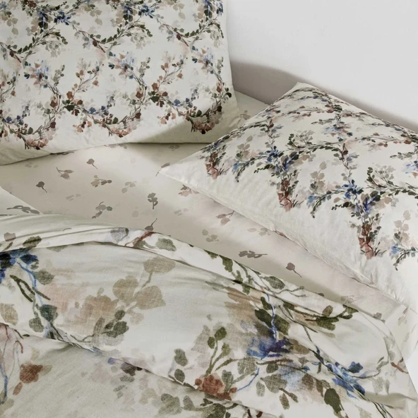 Taç Çift Kişilik Ranforce Nevresim Takımı Dalila Krem - Resim 2