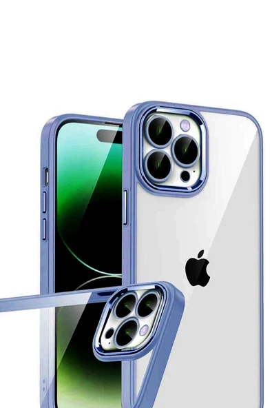 LitaeTrend Apple iPhone 15 Pro Max Lensli Silikon - Açık Mavi - Resim 2