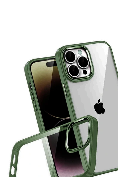 LitaeTrend Apple iPhone 15 Pro Max Lensli Silikon - Yeşil - Resim 3