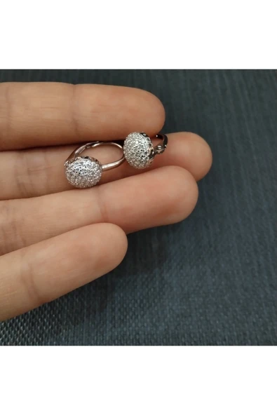 925 Ayar Yarım Küre Tasarımlı Kadın Gümüş Küpe -Sade ve Şık ürün görseli 1