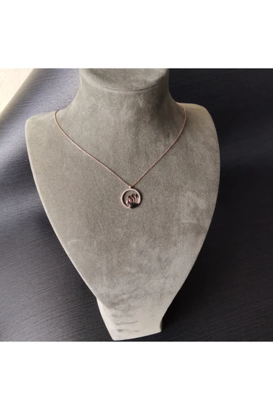 925 Ayar Gümüş Kadın Kolye- Rose Renk - Şık Tasarım - Resim 3