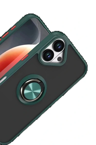 LitaeTrend Apple iPhone 17 Montreal Yüzüklü Silikon Kapak - Yeşil - Resim 2