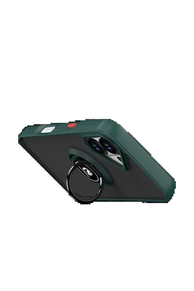 LitaeTrend Apple iPhone 17 Montreal Yüzüklü Silikon Kapak - Yeşil - Resim 3