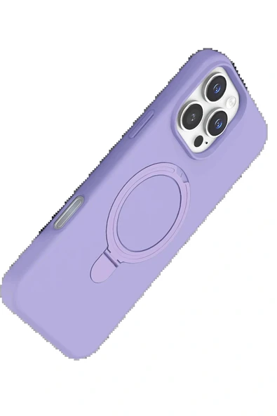 LitaeTrend Apple iPhone 16 Pro Regal Magsafe Standlı Kapak - Lila - Resim 3
