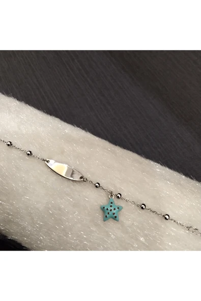 925 Ayar Gümüş Kırmızı Benekli Çocuk Bilekliği- İsim yazdırılabilir. 12 (+4) cm - 1mm ürün görseli