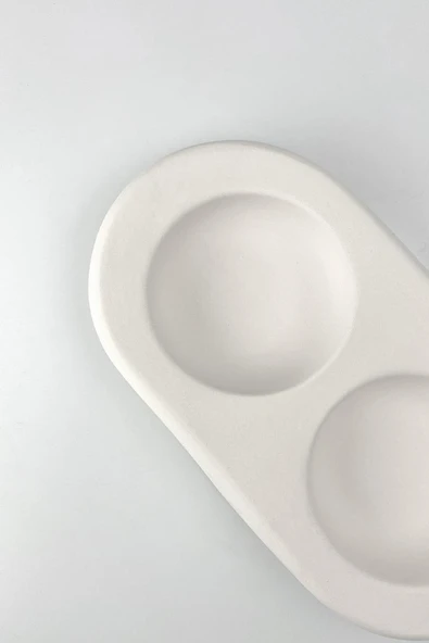 İkili Mama Kabı Seramik Bisküvi (Ham Ürün) ürün görseli