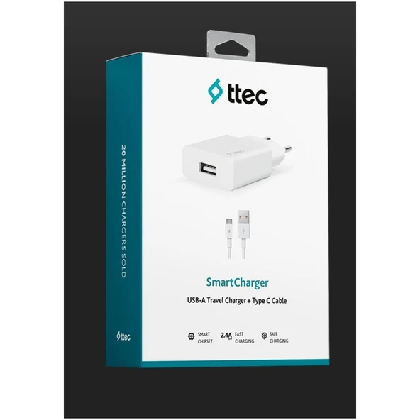 2SCS20CB 2A Seyahat Şarjı .type-C Set Beyaz ürün görseli