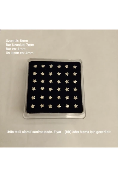 925 Ayar Gümüş Zirkon Taşlı Yıldız Model Gümüş 1 adet Hızma (4mm) ürün görseli 1