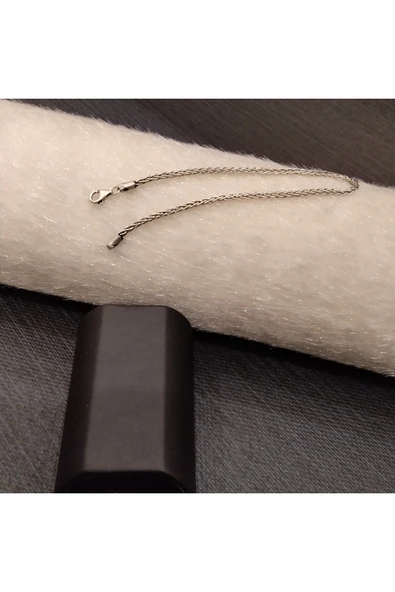 925 Ayar Gümüş İnce ve Zarif Erkek Bilekliği -Şık Tasarım-18,5cm /2mm - Resim 2