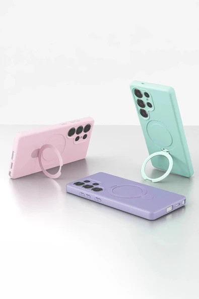 LitaeTrend Samsung Galaxy S23 Ultra Regal Magsafe Standlı Kapak - Lila - Resim 5