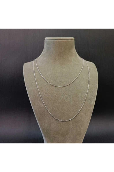 925 Ayar Gümüş Kolye zinciri Model1 - Gümüş Renk -44cm - Resim 2