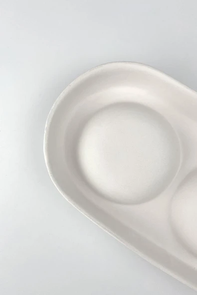 İkili Mama Kabı Seramik Bisküvi (Ham Ürün) - Resim 4