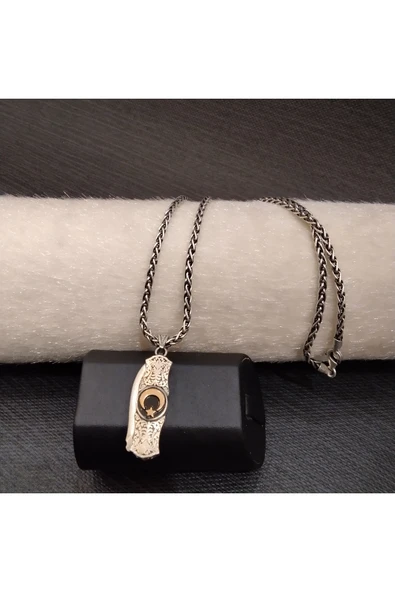 925 Ayar Gümüş Ay Yıldız Detaylı Kolye Ucu -Şık Tasarım (Zincirsiz) - Resim 2