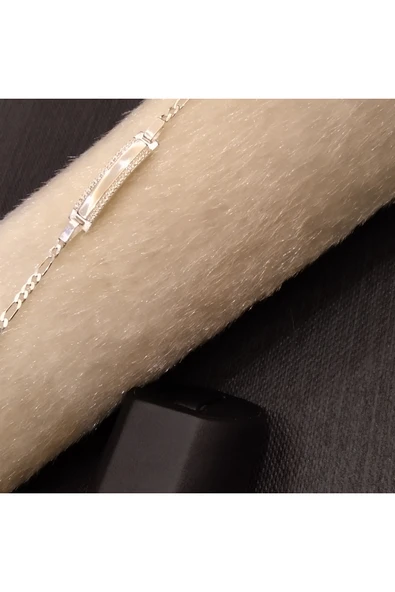 925 Ayar Gümüş Sade ve Düz Model Çocuk Bilekliği- İsim yazdırılabilir. 14 cm -3mm - Resim 2