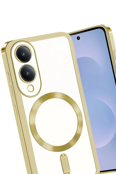 LitaeTrend Samsung Galaxy S25 Edge Kross Magneticsafe Kapak - Gold - Resim 3