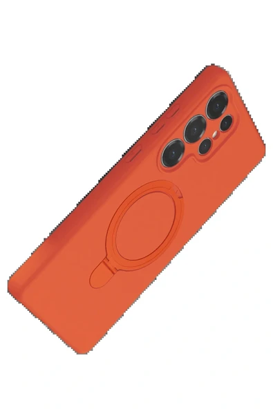 LitaeTrend Samsung Galaxy S25 Ultra Regal Magsafe Standlı Kapak - Turuncu - Resim 3