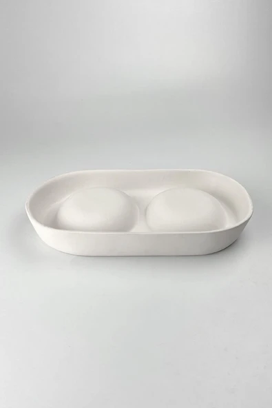 İkili Mama Kabı Seramik Bisküvi (Ham Ürün) - Resim 5