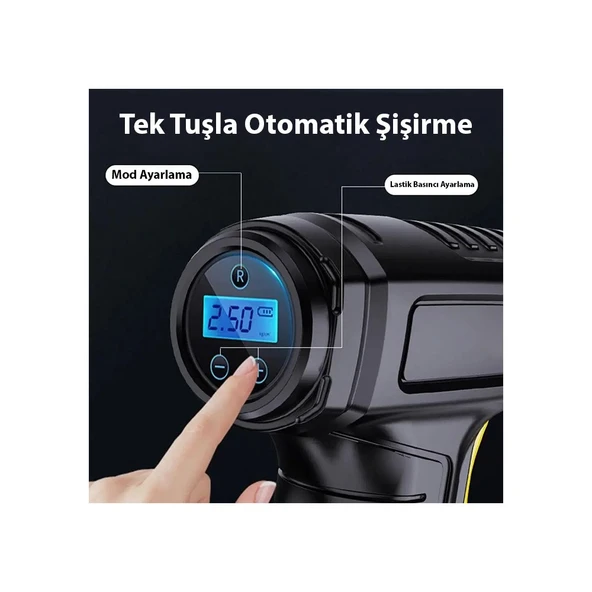 Ally 120W Kablosuz Basınç Göstergeli Mini Hava Popmpası Kompresör - Resim 2