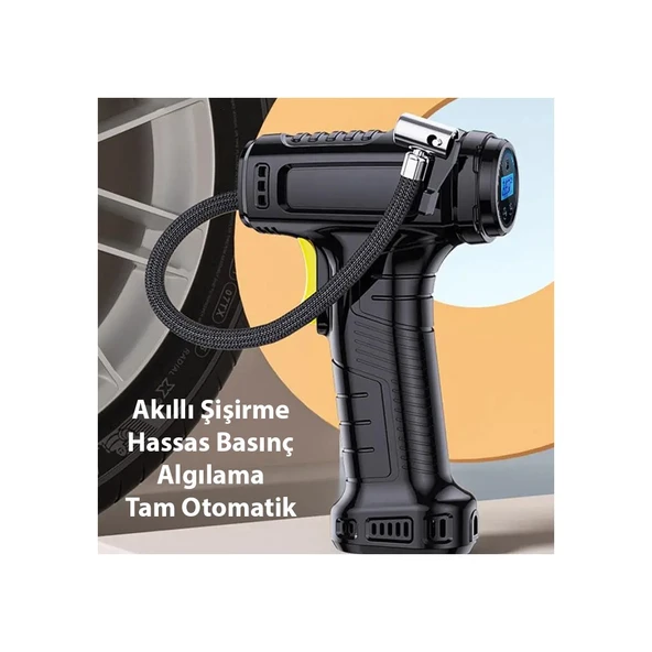 Ally 120W Kablosuz Basınç Göstergeli Mini Hava Popmpası Kompresör - Resim 3