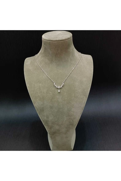 925 ayar gümüş kanatlı damla model tasarımlı kolye - Resim 2