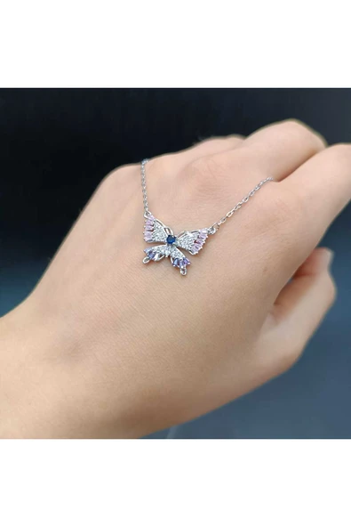 925 ayar gümüş kelebek modelli tasarım harikası kolye - Resim 2