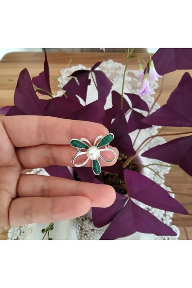 925 Ayar Gümüş Kadın Broş- Kelebek Detaylı - Resim 3